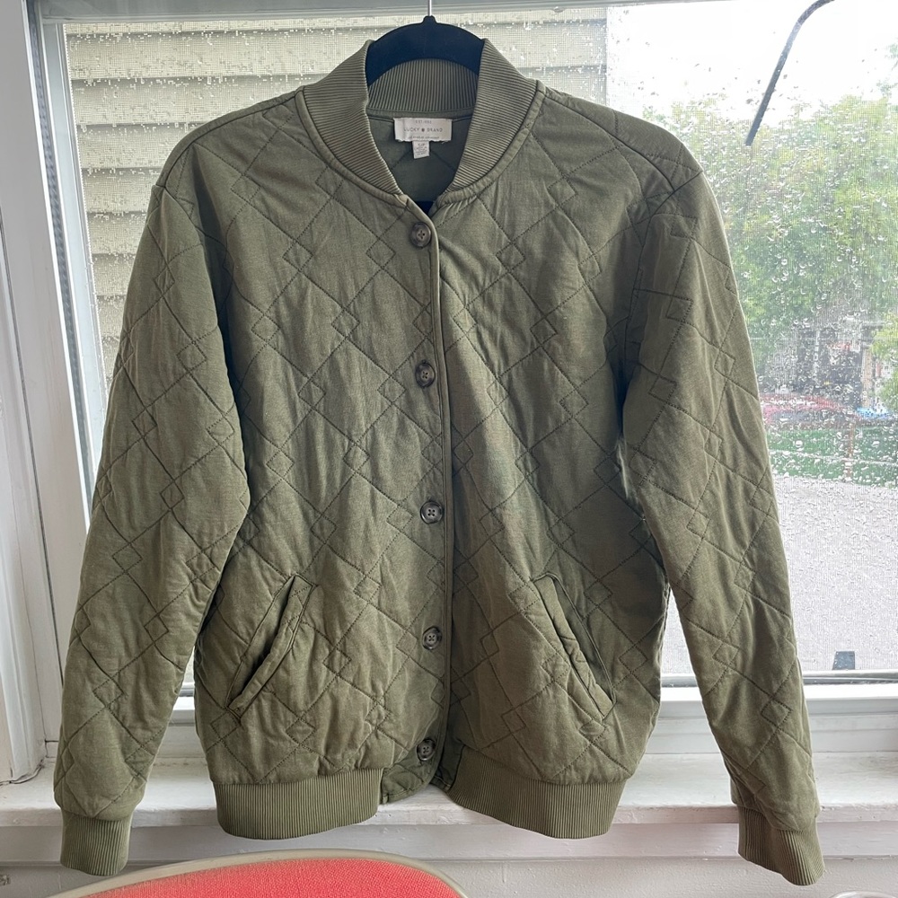 Green lucky brand light quilted jacket